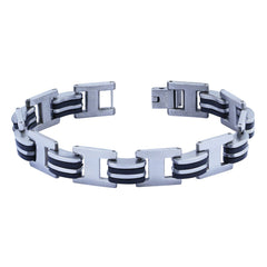 Geometric 316L Stainless Steel Black Inlay Bracelet For Men