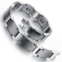 Tungsten Carbide Ceramic Black Bio Magnetic Bracelet For Men