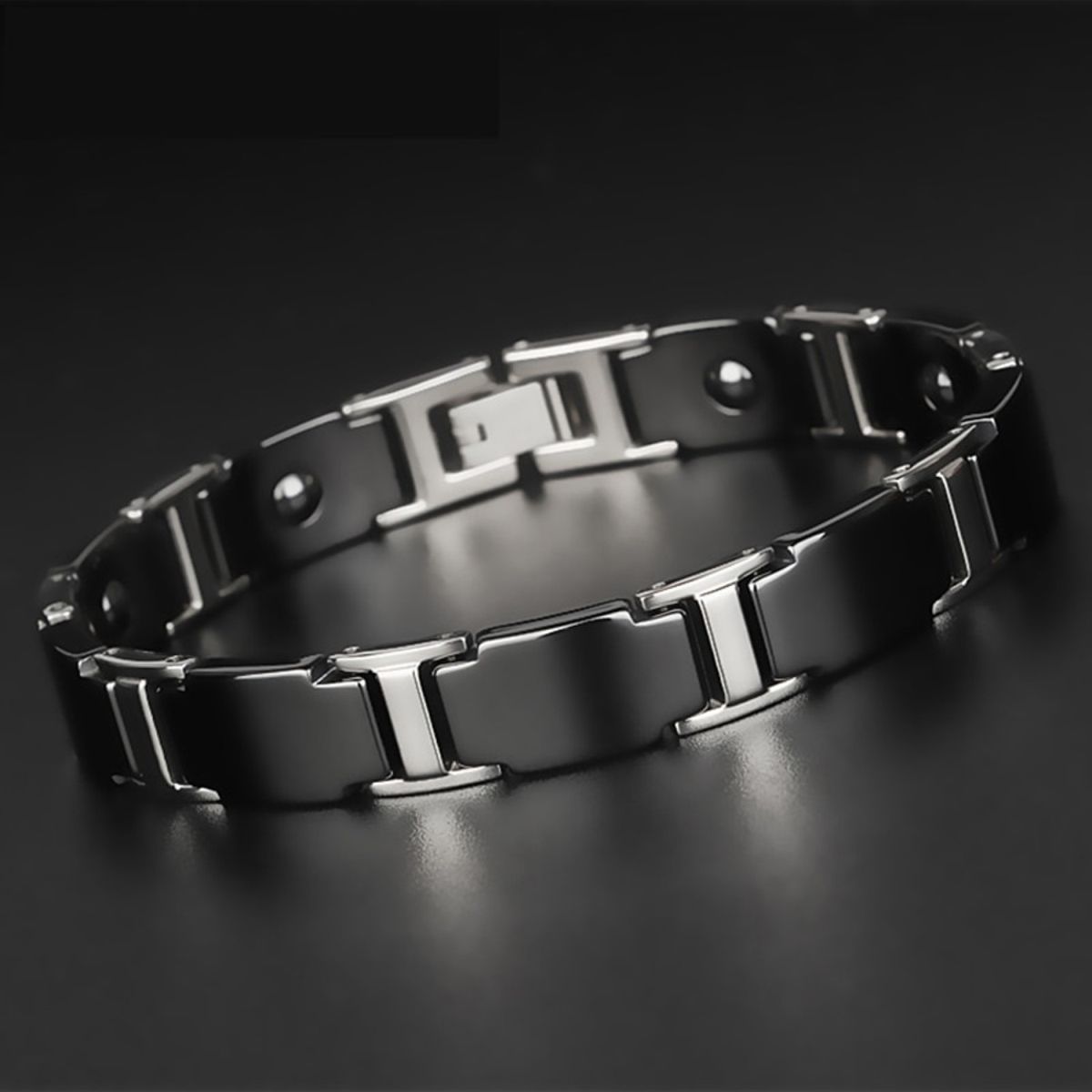Tungsten Carbide Ceramic Black Bio Magnetic Bracelet For Men