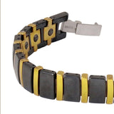 Tungsten Carbide Gold Plated Black Ceramic Bio Magnetic Men Bracelet