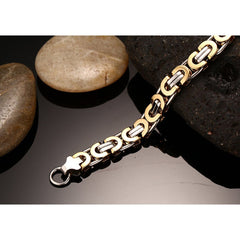316L Stainless Steel Gold And Plated Geometric Bracelet For Men