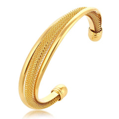 Gold Plated Mesh Cuff Kada Bracelet Bangle For Men