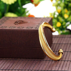 Gold Plated Mesh Cuff Kada Bracelet Bangle For Men