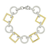 Square Circle Designer Gold 316 Stainless Steel Links Bracelet Men