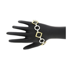 Square Circle Designer Gold 316 Stainless Steel Links Bracelet Men