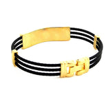 Black Wire Gold Stainless Steel Designer Cuff Kada Free Size Openable Lock