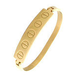 Italian Solid Slim Stainless Steel Gold Plated Openable Oval Kada
