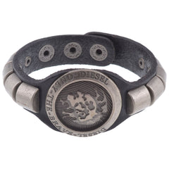 Men Biker Black Bullet Strand Leather Stylish Bracelet Strap Free Size