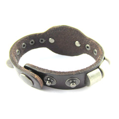Men Biker Black Bullet Strand Leather Stylish Bracelet Strap Free Size