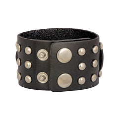 Bullets Genuine Black Leather Broad Wrist Band Bracelet