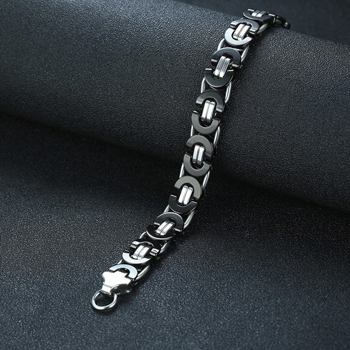 316L Stainless Steel Black Byzantine Bracelet For Men
