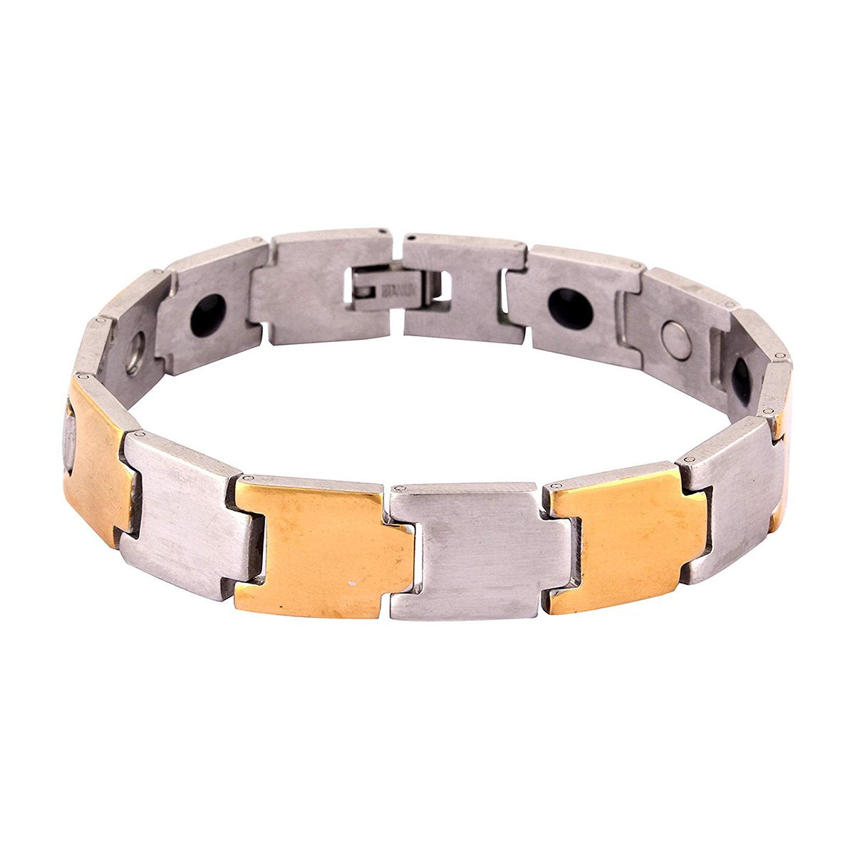 Silver Gold Stainless Steel Link Magnet Therapy Bracelet