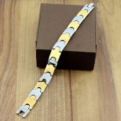 Silver Gold Stainless Steel Link Magnet Therapy Bracelet