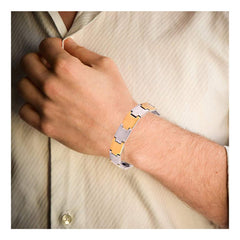 Silver Gold Stainless Steel Link Magnet Therapy Bracelet