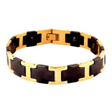 Gold Tungsten Carbide Black Glossy Ceramic Bio Magnetic Bracelet Men