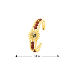 Rudraksh American Diamond Gold Plated Cuff Kada Bracelet For Men