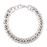 316L Stainless Steel Classic 3D Curb S Rhodium Plated Bracelet For Men