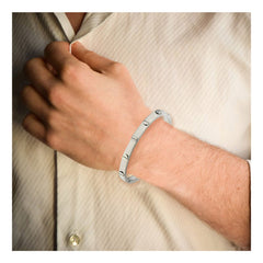 Men Stainless Steel Oval Free Size Biomagnetic Kada Bracelet For Men