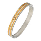 Stainless Steel Gold Rhodium Plate Free Size Kada Bracelet For Men