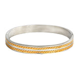 Stainless Steel Gold Rhodium Plate Free Size Kada Bracelet For Men