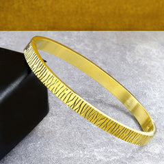 Men Stainless Steel Gold Plated Tiger Free Size Kada Bracelet For Men