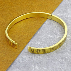 Men Stainless Steel Gold Plated Tiger Free Size Kada Bracelet For Men