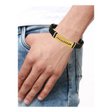 Stainless Steel Cz Gold Rubber Wrist Band Bracelet For Men
