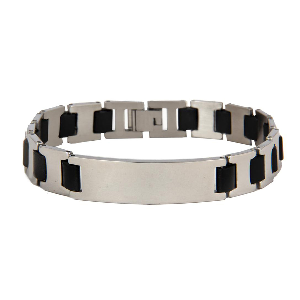 Id Black Links Watch Strap Style Stainless Steel Bracelet For Men