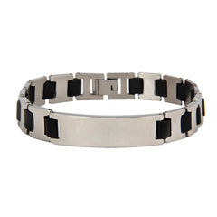 Id Black Links Watch Strap Style Stainless Steel Bracelet For Men