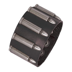 Biker Punk Bullet Black Genuine Leather Wrist Band Bracelet