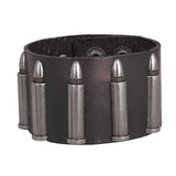 Biker Punk Bullet Black Genuine Leather Wrist Band Bracelet