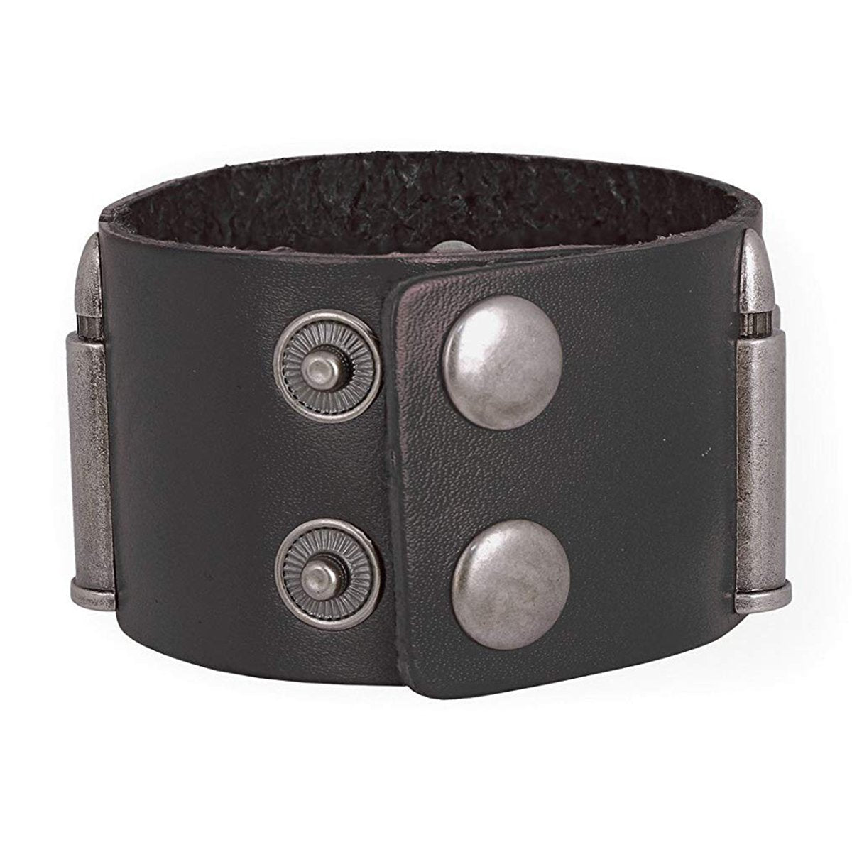 Biker Punk Bullet Black Genuine Leather Wrist Band Bracelet