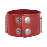 Men Genuine Cherry Red Leather Bullet Wrist Band Bracelet For Men