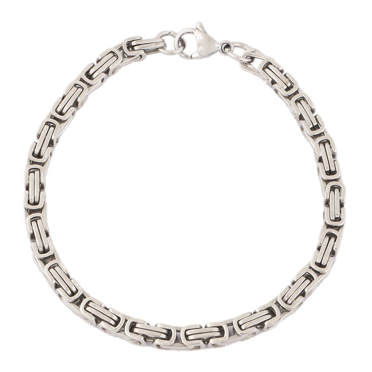 Surgical Stainless Steel Rhodium Plated Byzantine Bracelet For Men