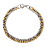 18K Gold Rhodium Stainless Steel Classic Curb Bracelet For Men