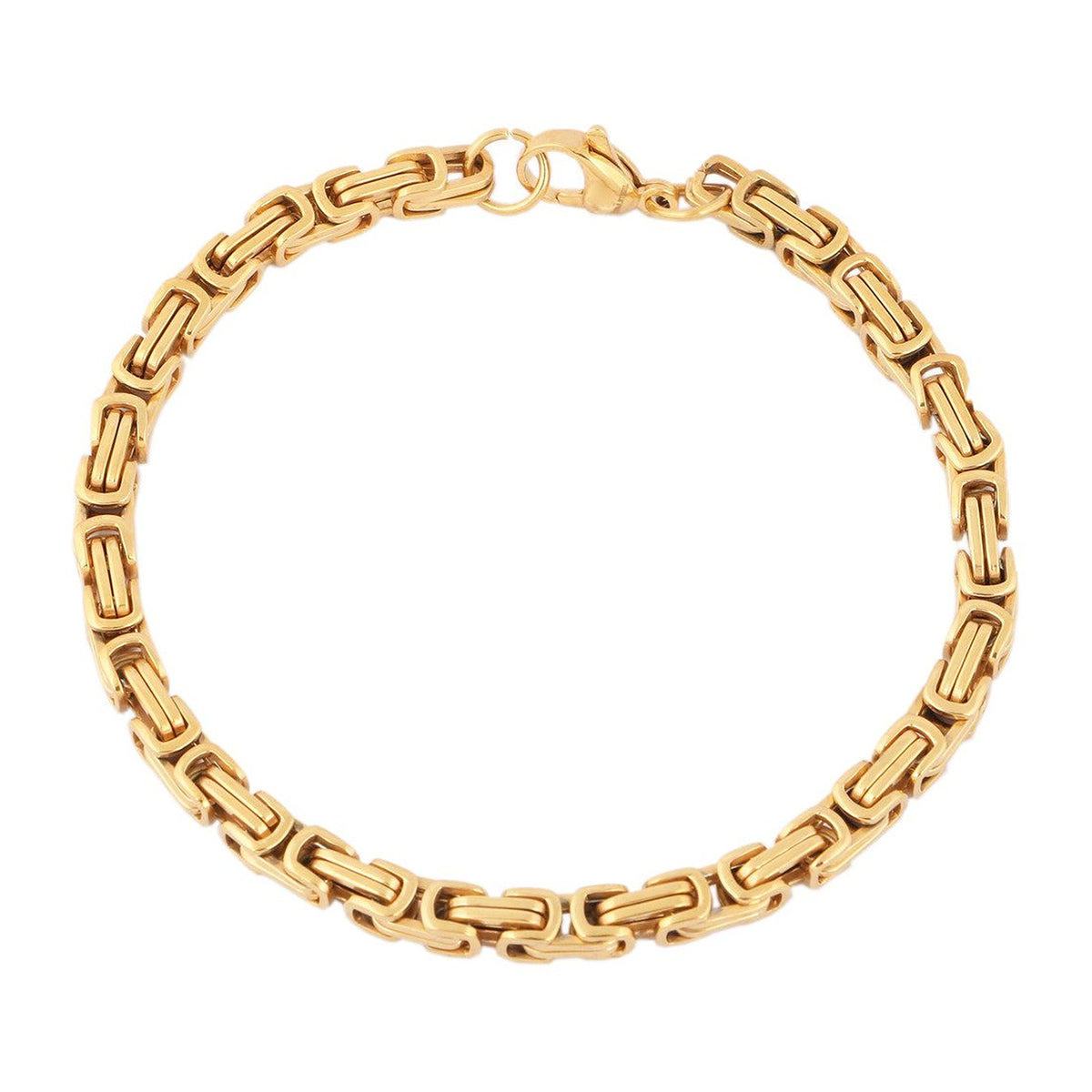 Stainless Steel 18K Gold Plated Geometric Byzantine Bracelet For Men