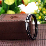 Ovel Shape Openable Black Stainless Steel Bangle Bracelet For Men