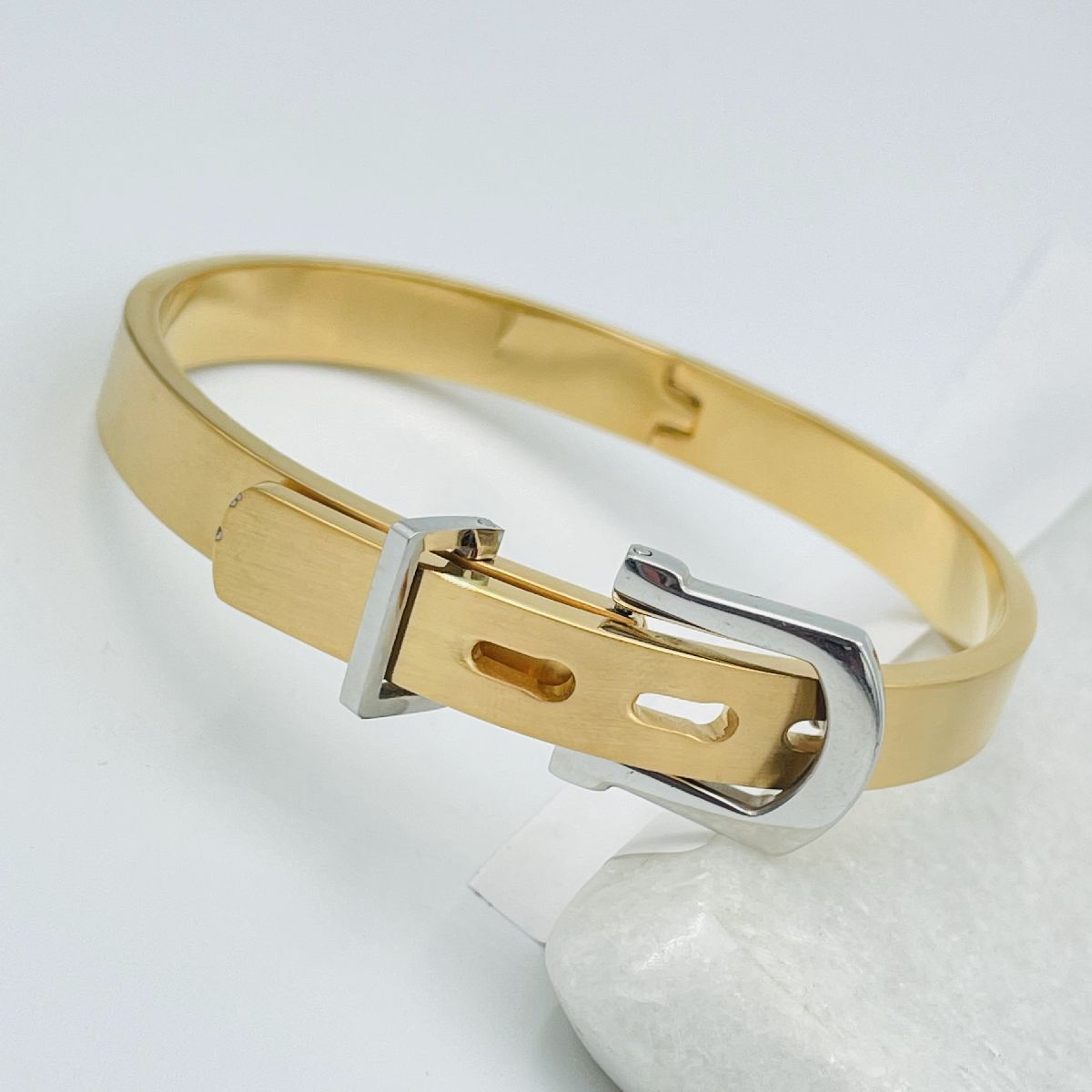 Watch Buckle Style Free Size Stainless Steel Kada Bracelet For Men