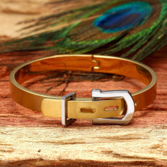 Watch Buckle Style Free Size Stainless Steel Kada Bracelet For Men