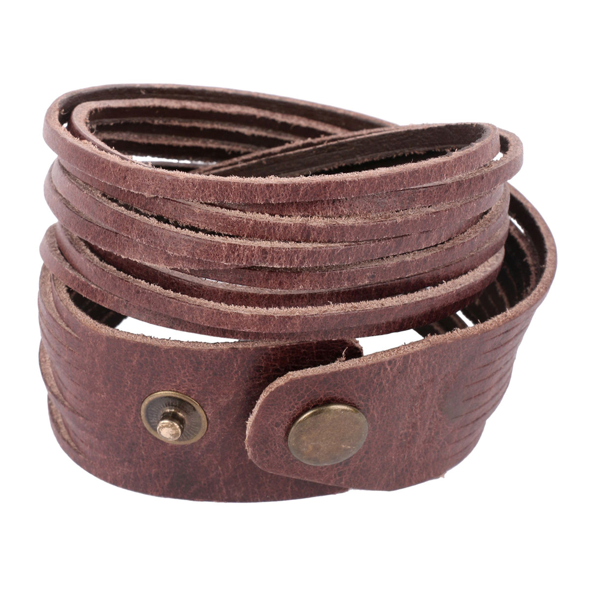 Multi Strand Brown Handcrafted Leather Strand Bracelet For Men