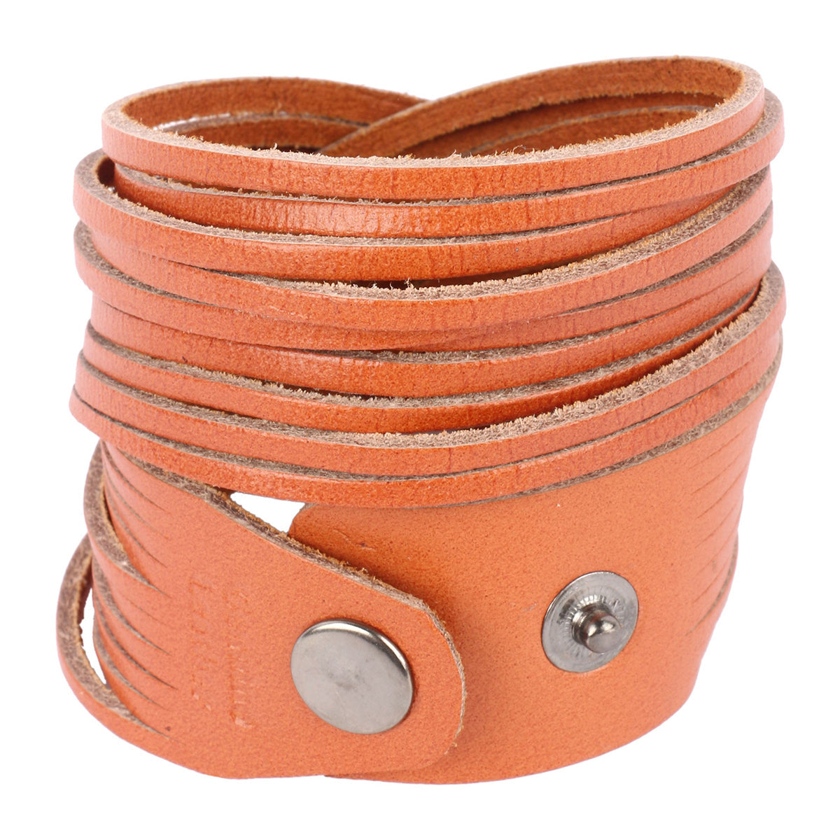 Multi Strand Tan Brown Handcrafted Leather Strand Bracelet For Men