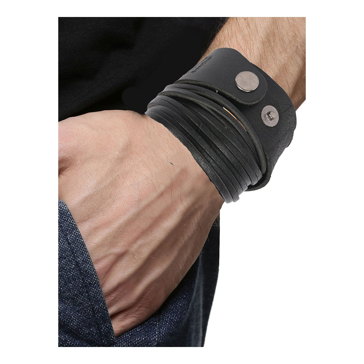 Multi Strand Handcrafted Genuine Leather Strand Bracelet For Men