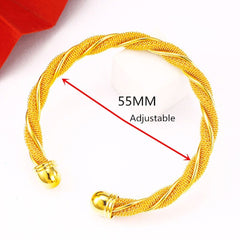 Wired Mesh 18K Gold Plated Free Size Cuff Kada Bracelet For Men