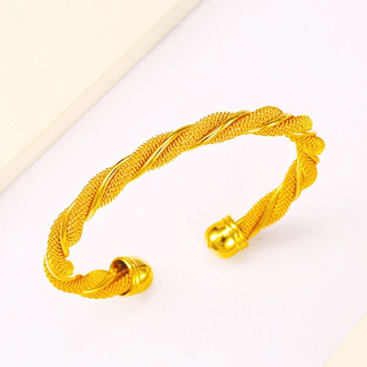 Wired Mesh 18K Gold Plated Free Size Cuff Kada Bracelet For Men