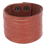 Multi Strand Tan Brown Crafted Leather Broad Strand Bracelet For Men