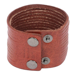 Multi Strand Tan Brown Crafted Leather Broad Strand Bracelet For Men