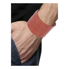 Multi Strand Tan Brown Crafted Leather Broad Strand Bracelet For Men