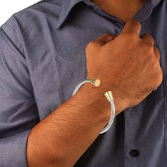 Rope Cone 18K Gold Plated Stainless Steel Cuff Kada Bracelet For Men