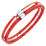 Toughened Fibre Stainless Steel Red Cuff Kada Bangle Bracelet Men