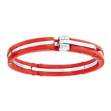 Toughened Fibre Stainless Steel Red Cuff Kada Bangle Bracelet Men